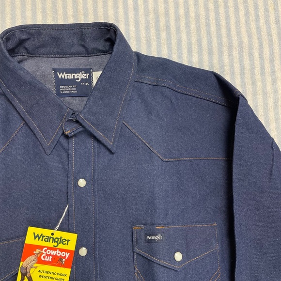 Vintage Wrangler Cowboy Cut Pearl Snap Denim Button Down Shirt NWT - Picture 8 of 12